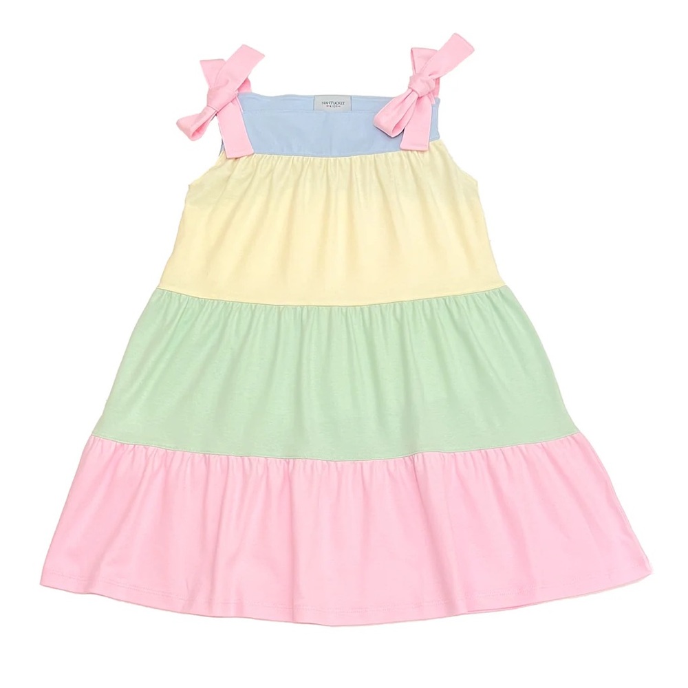 NWOT Nantucket Kids Pastel Color Block Bow Strap Dress Toddler Size 4T